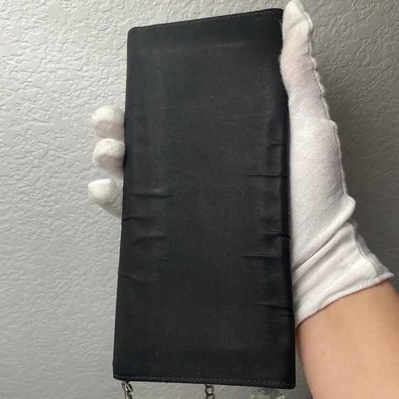 🖤🔥 EUC  PRADA MILANO TESSUTO NYLON BIFOLD WALLET, vintage with chain - Picture 8 of 13